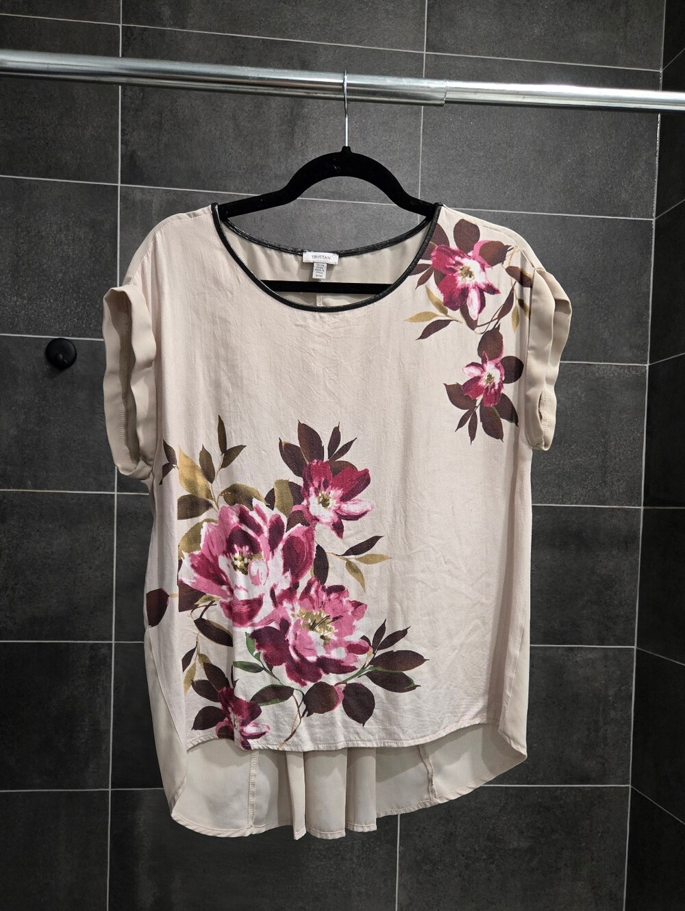 Tristan Cream Blouse with Pink Floral Print